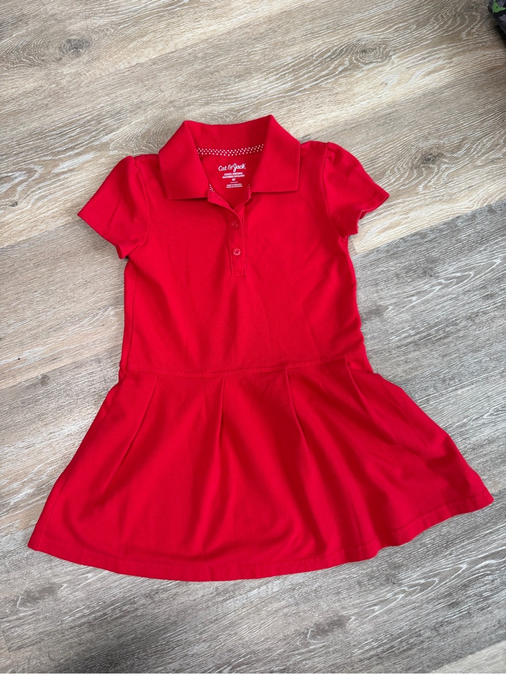 Cat & Jack Bright Red Polo Skater Dress